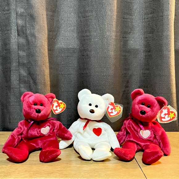 Rare Ty Beanie Babies Valentina (x2) and Valentino.